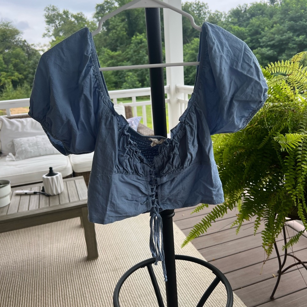 pacsun corset-like top blue